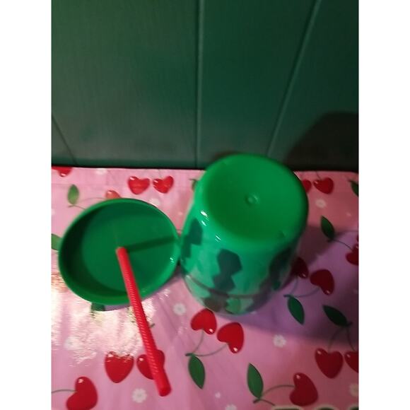 Large Watermelon Drink Tumbler W Straw Reusable Summer Theme-NEW - Picture 6 of 7